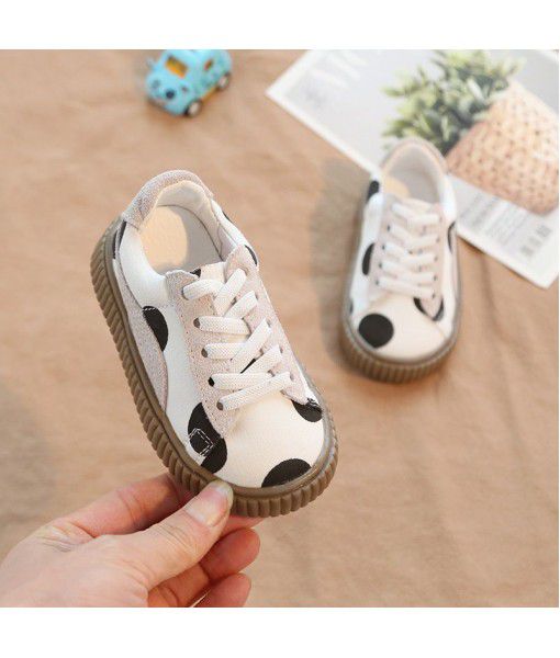 Children's shoes 8192 men's and women's round dot leisure sports shoes black and white non slip soft sole single shoe elastic belt