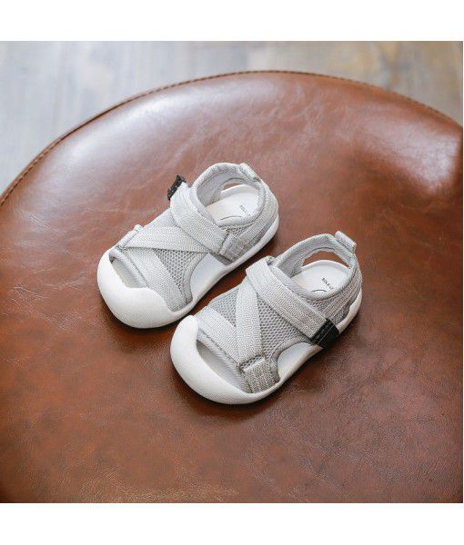 2020 summer new children's shoes 0-1-3-year-old baby's Webbing anti kicking Baotou sandals baby's soft bottom walking shoes