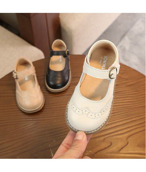 Children's shoes spring and autumn retro British girls' single shoes leather soft sole baby shoes Korean children's shoes