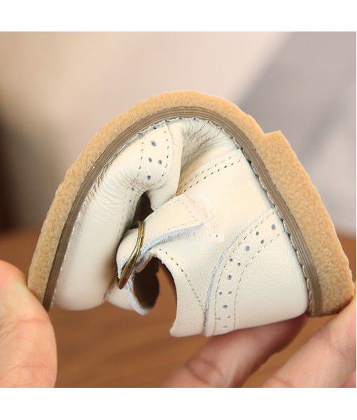 Children's shoes spring and autumn retro British girls' single shoes leather soft sole baby shoes Korean children's shoes