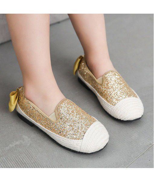 New spring and summer 2020 comfortable bow bright girl's single shoe casual shoes board shoes