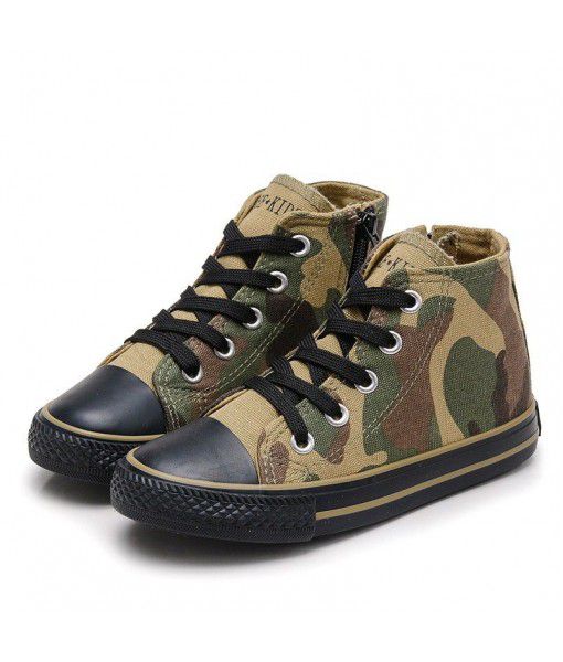 20 cool camouflage high top children's canvas shoes boys girls shoes lace up school field military training cloth shoes wholesale