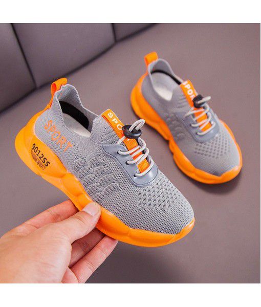 Boys' shoes 2019 autumn new middle and small children's flying woven breathable children's sports shoes girls' casual shoes baby shoes