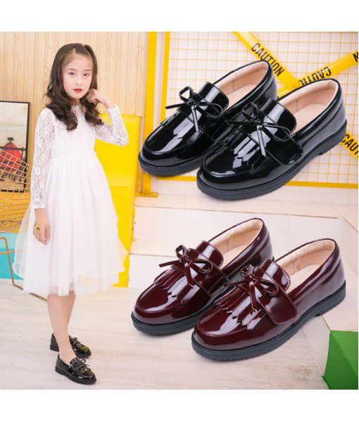 Girls' shoes spring 2020 new children's single shoes soft soled princess shoes British style black student performance shoes