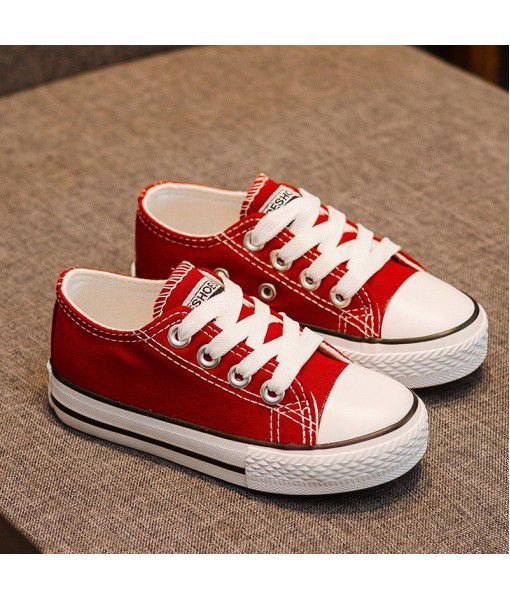 Classic children's canvas shoes breathable boys' casual board shoes girls' low top single shoes Korean baby students' fashion shoes
