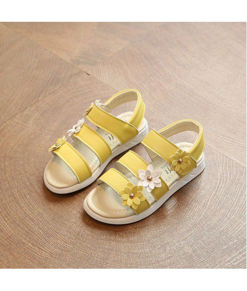 Children's sandals 2020 summer new girls' sandals flower princess shoes student Roman shoes
