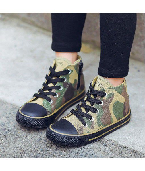 20 cool camouflage high top children's canvas shoes boys girls shoes lace up school field military training cloth shoes wholesale