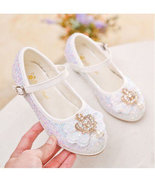 Spring and autumn Korean version of little high-heeled girl's shoes children's Sequin dress single shoes new little girl performance princess shoes