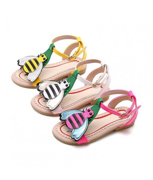 Little bee girls' sandals 2020 summer new Korean anti slip children's beach shoes sweet flat bottom princess shoes trend
