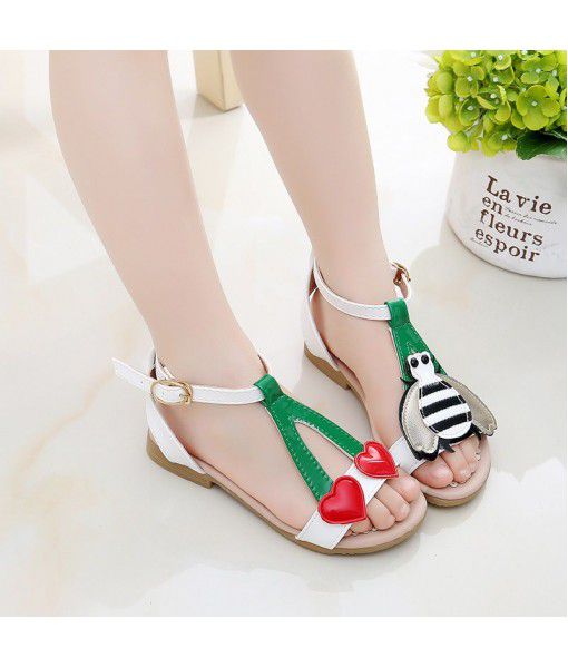 Little bee girls' sandals 2020 summer new Korean anti slip children's beach shoes sweet flat bottom princess shoes trend
