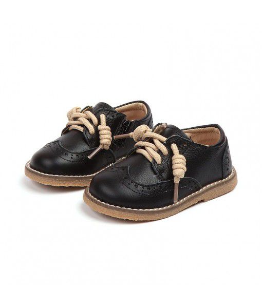 Children's shoes retro British style children's shoes spring and autumn new baby shoes leather soft sole single shoes for boys and girls