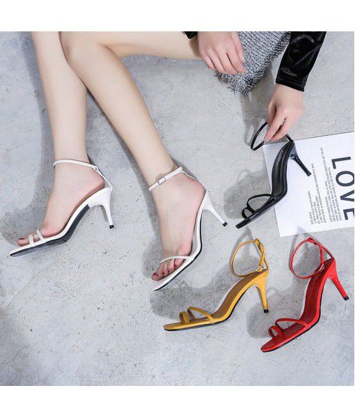 Spot sandals women's new style in 2020 summer small fresh square head, open toe, thin belt, high heels women's shoes hair substitute