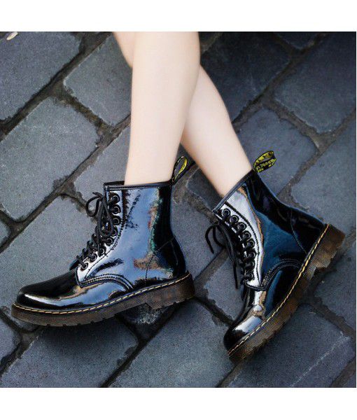 Cross border mirror 1460 Martin boots women's bright leather British couple Short Boots Men's and women's leather boots round head locomotive shoes