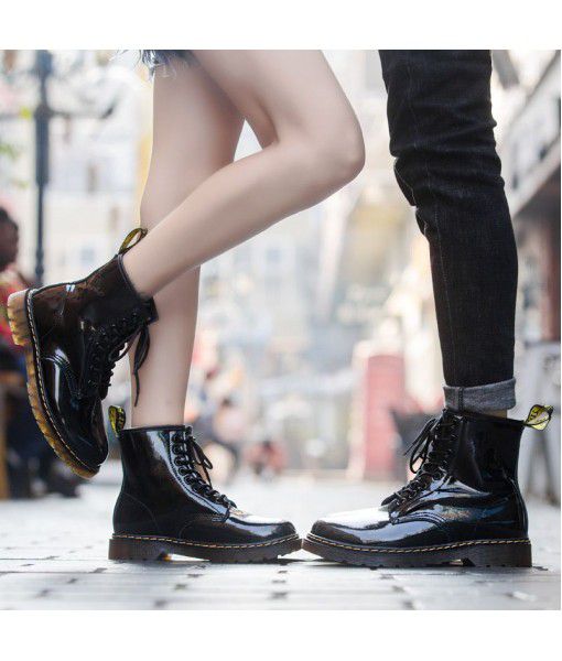 Cross border mirror 1460 Martin boots women's bright leather British couple Short Boots Men's and women's leather boots round head locomotive shoes