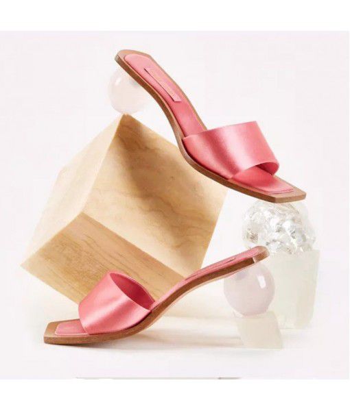 Transparent sandals fairy wind 2020 new winter ins fashion crystal heel retro Sea resort slipper girl
