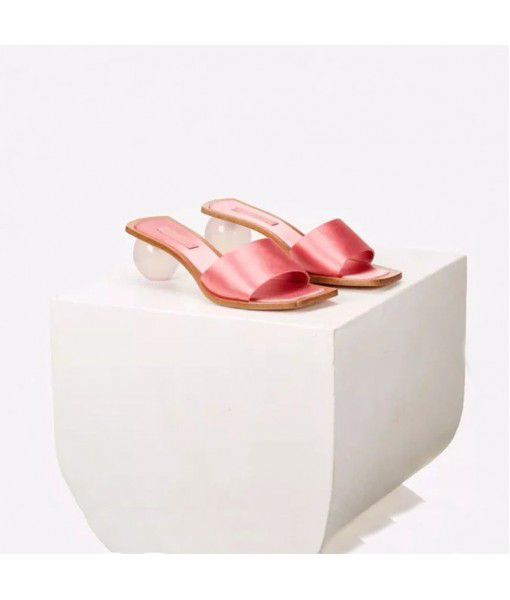Transparent sandals fairy wind 2020 new winter ins fashion crystal heel retro Sea resort slipper girl