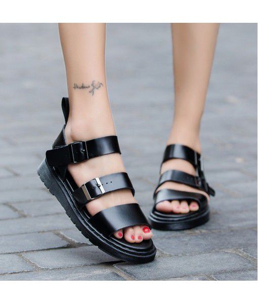 Summer Martin sandals women's Roman buckle open toe beach shoes with leather sandals
