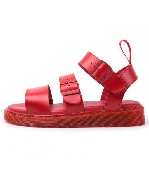Summer Martin sandals women's Roman buckle open toe beach shoes with leather sandals
