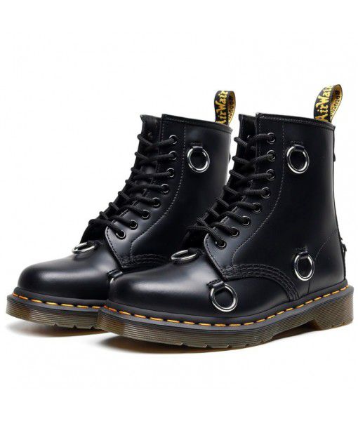 Xrafsimons button 1460 Martin boots women's large Short Boots Men's and women's leather boots round head trend personality
