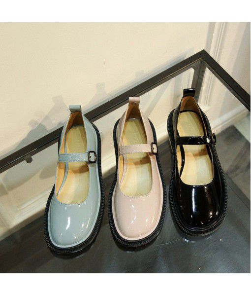 Spring and summer 2020 new small CK fashion bright face Lolita women's shoes Mary Jane low heel single shoes British small leather shoes women