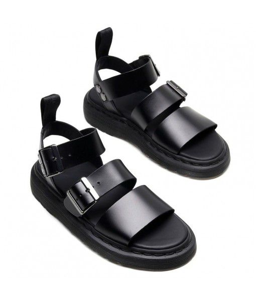 Summer Gryphon Martin sandals women's Roman buckle open toe beach shoes with leather fish mouth fashion sandals
