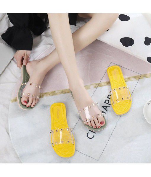 Jindali 2020 spring summer new fashion casual women's slippers indoor crystal flat bottom low heel sandals