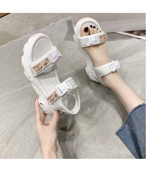 Velcro sports flat sandals for women ins 2020 summer thick bottom student casual versatile women's shoes a hair substitute