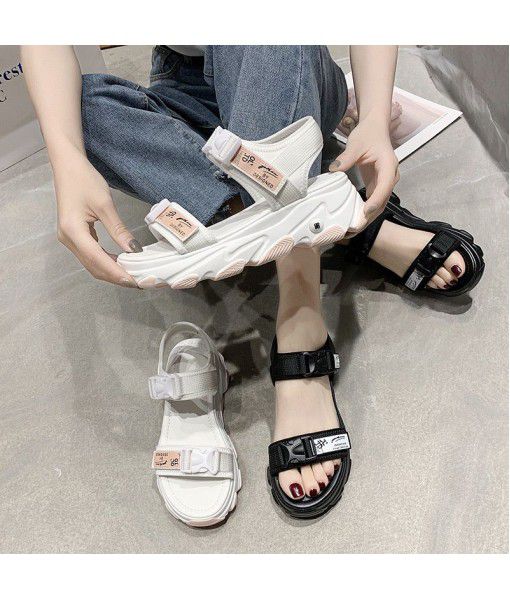 Velcro sports flat sandals for women ins 2020 summer thick bottom student casual versatile women's shoes a hair substitute