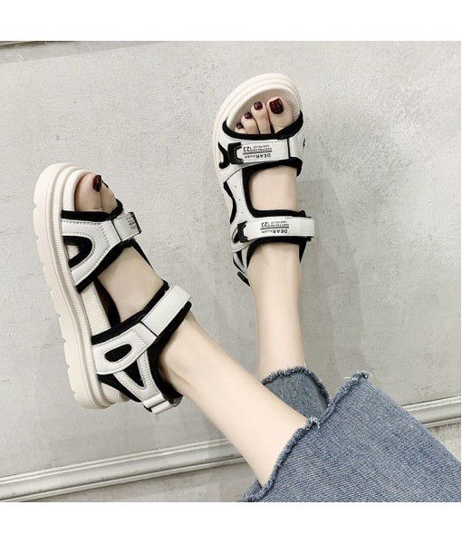 Women's beach sandals 2020 summer new Velcro leather women's sandals flat sole casual and versatile one generation fashion