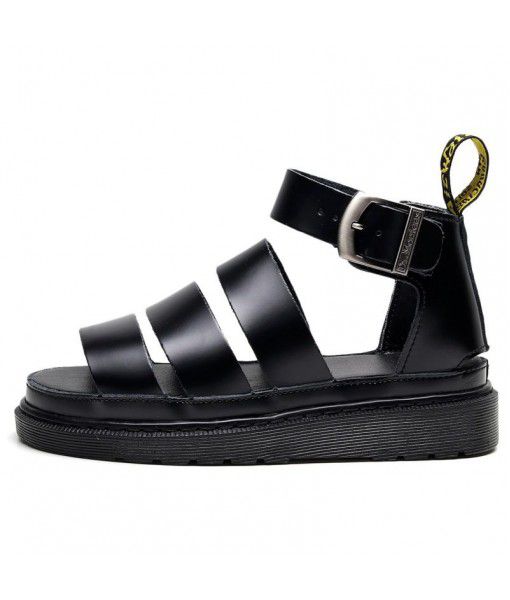 Summer clarissall thick bottom Martin sandals women's Roman buckle open toe all over leather fish mouth fashion sandals
