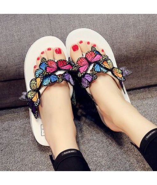 Factory direct selling new butterfly DIY high heel women's flip flops in summer
