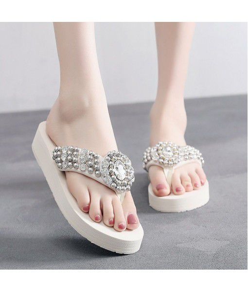 Summer new style water drop DIY sandals with elastic cloth in the middle and non slip women's shoes light casual slope heel sandals
