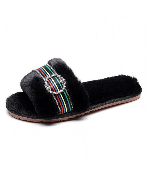 Plush slippers for women wear 2020 new fashion office furniture students' Non Slip warm cotton slippers in autumn and winter