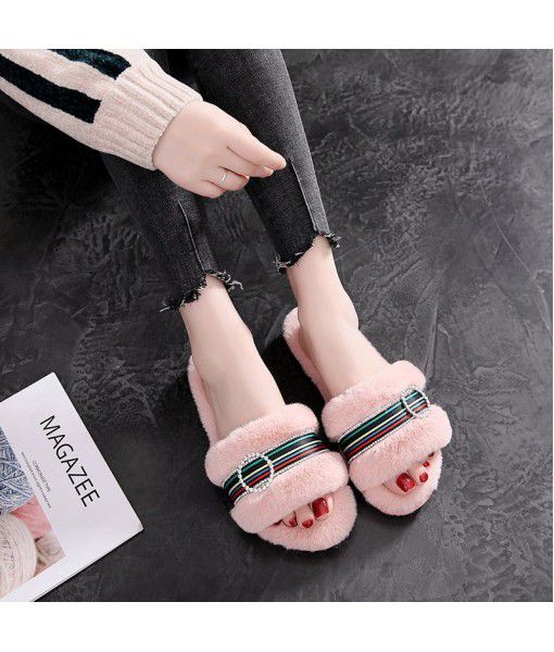 Plush slippers for women wear 2020 new fashion office furniture students' Non Slip warm cotton slippers in autumn and winter