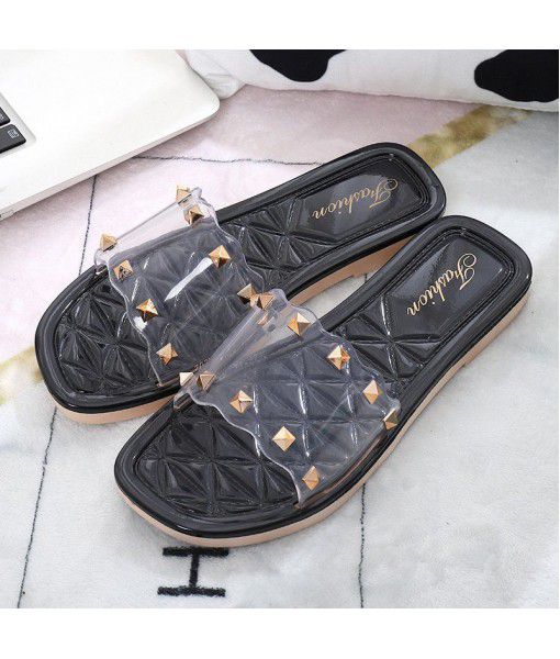 Jindali 2020 spring summer new fashion casual women's slippers indoor crystal flat bottom low heel sandals