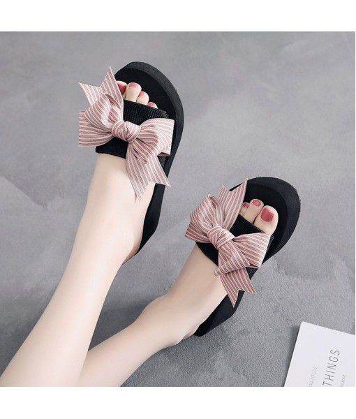Summer new style hand bow sandal, all kinds of antiskid flat heel women's shoes, middle heel, casual and breathable Beach Sandal
