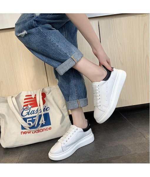 Thick bottom leather small white shoes for women 2020 spring new Korean version student's versatile first layer cowhide shoes for women
