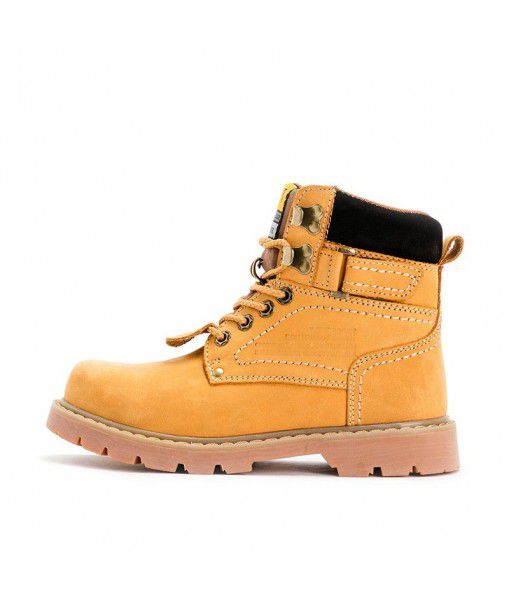 Big yellow Martin boots women with suede leather shoes lovers short boots men with cotton tooling shoes high top big shoes