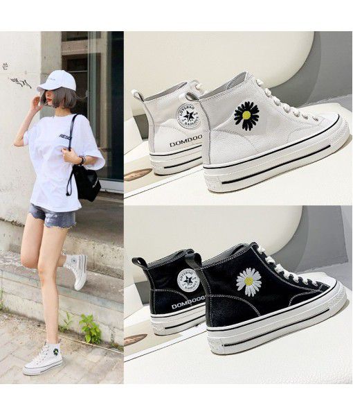 Women's high top shoes in spring 2020 new Chrysanthemum small white shoes Korean version small daisy all-around women's shoes