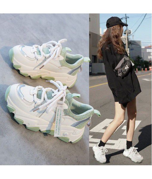 2020 new all-in-one casual sports shoes dad shoes ins fashion ventilation fashion small white shoes heighten single shoes woman