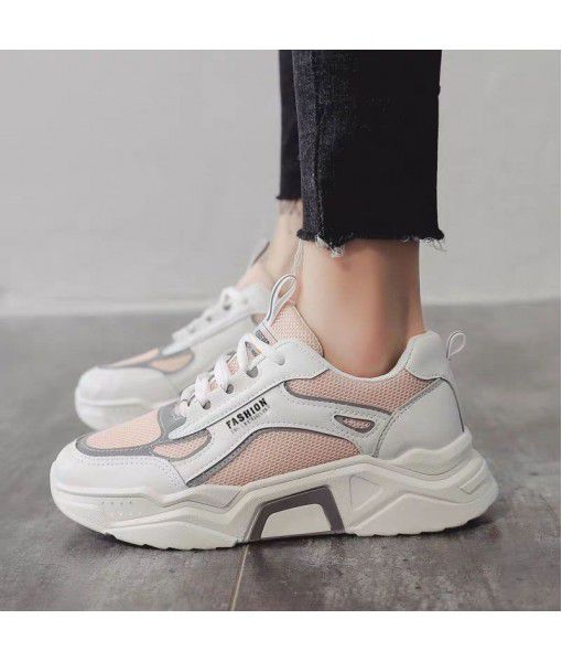 Spring and summer fashion casual sports dad shoes female students running small white shoes wave bottom net red popular women's shoes