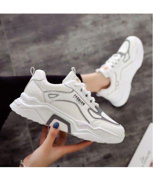 Spring and summer fashion casual sports dad shoes female students running small white shoes wave bottom net red popular women's shoes