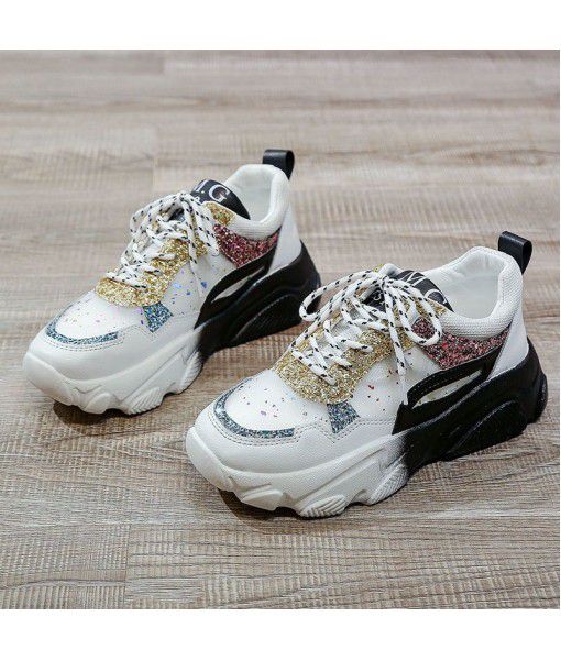 Summer breathable mesh with thick soles, Dad shoes, jelly color, students' running casual shoes, women's ins fashion net red shoes
