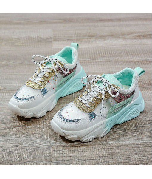 Summer breathable mesh with thick soles, Dad shoes, jelly color, students' running casual shoes, women's ins fashion net red shoes
