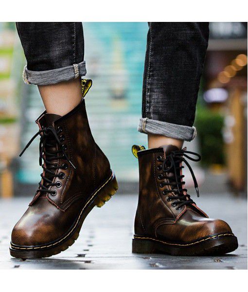 Martin boots men's fashion leather boots winter men's shoes lovers desert color short boots high help British army boots tooling autumn