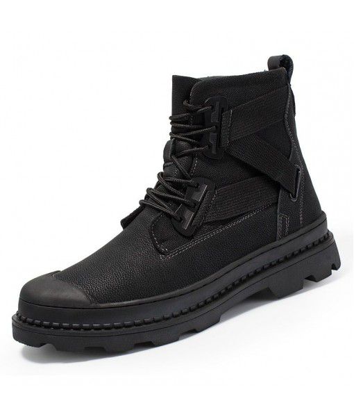 Martin boots, men's high top leather boots, black army boots, all kinds of cotton shoes, British style, mid autumn work clothes, short boots, trendy shoes