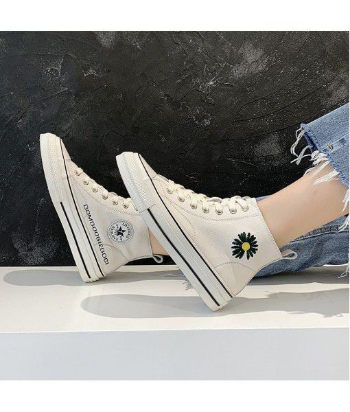 Women's high top shoes in spring 2020 new Chrysanthemum small white shoes Korean version small daisy all-around women's shoes