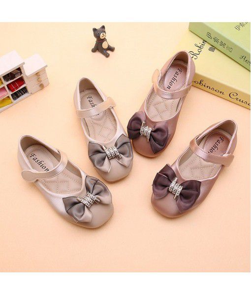 Spot 2020 spring and autumn girls' Korean single shoes children's leather shoes bow soft bottom princess shoes children's shoes manufacturers wholesale