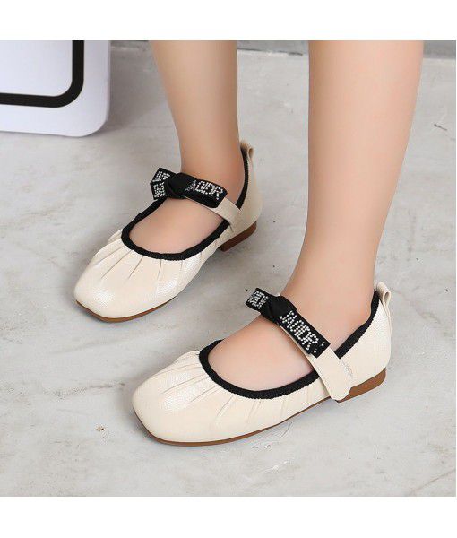 Princess green children's shoes 2020 spring and autumn new girls' small leather shoes Korean children's single shoes bow princess shoes