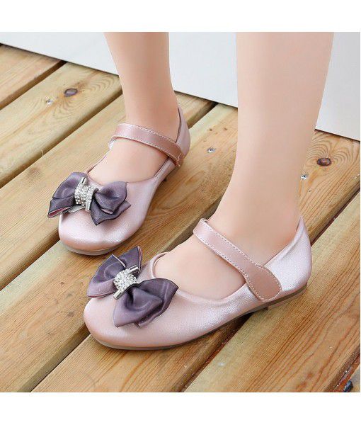 Spot 2020 spring and autumn girls' Korean single shoes children's leather shoes bow soft bottom princess shoes children's shoes manufacturers wholesale